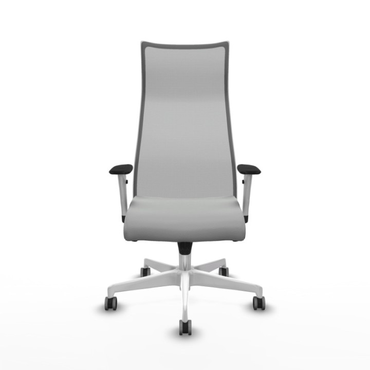 Albacete malla sincro malla gris similpiel gris claro brazos blancos base blanca ruedas 65mm engomadas