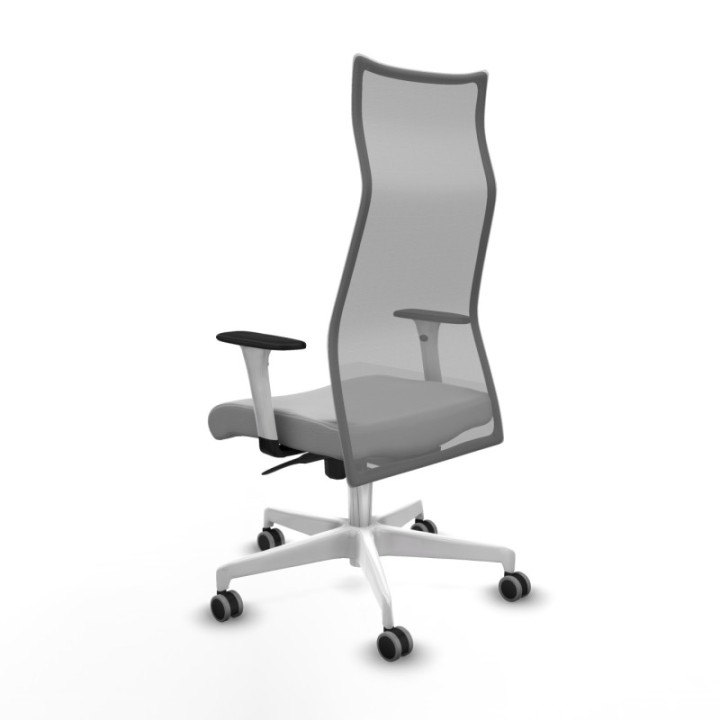 Albacete malla sincro malla gris similpiel gris claro brazos blancos base blanca ruedas 65mm engomadas