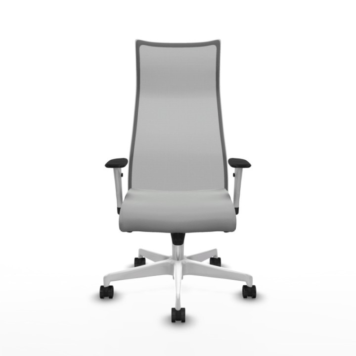 Albacete malla sincro malla gris similpiel gris claro brazos blancos base blanca ruedas 65 mm nailon