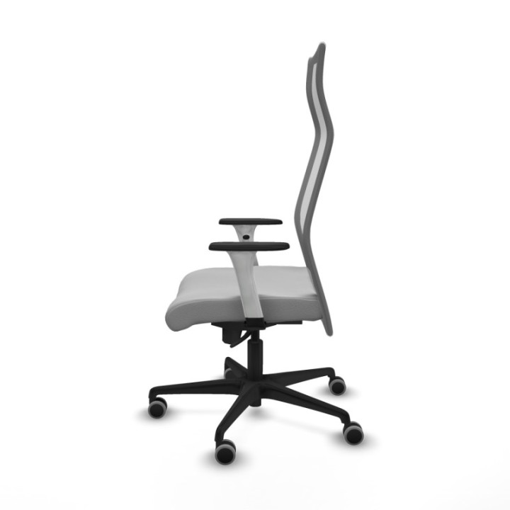 Albacete malla sincro malla gris similpiel gris claro brazos blancos base nailon ruedas 65mm engomadas