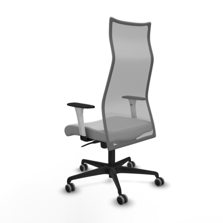 Albacete malla sincro malla gris similpiel gris claro brazos blancos base nailon ruedas 65mm engomadas