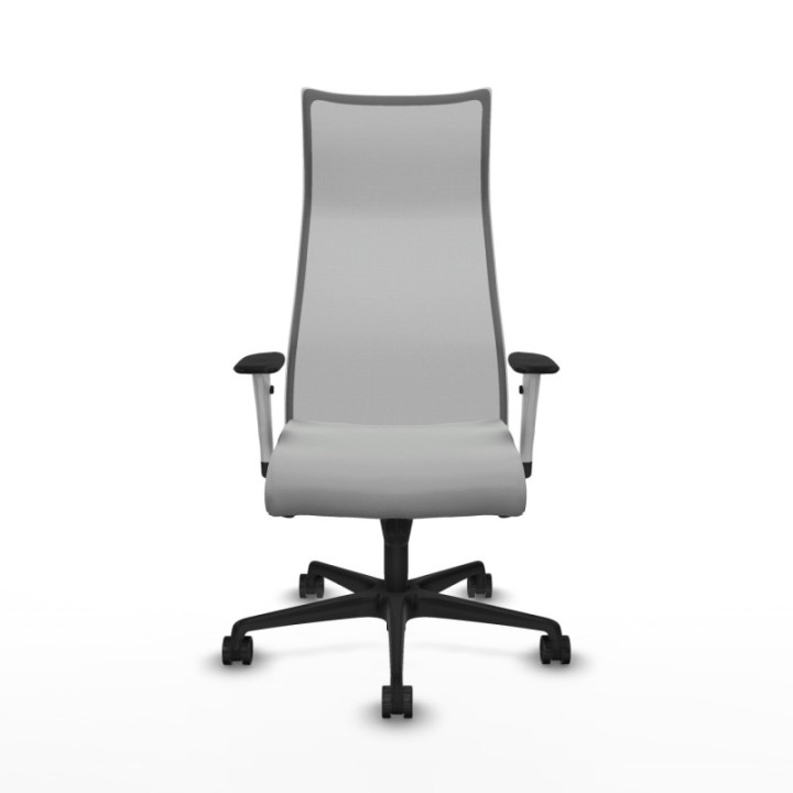 Albacete malla sincro malla gris similpiel gris claro brazos blancos base nailon ruedas 65 mm nailon