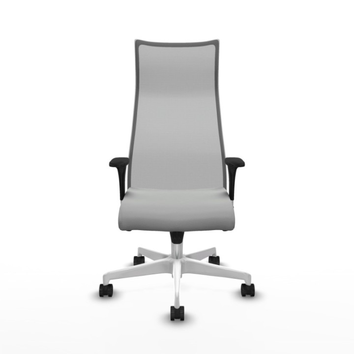 Albacete malla sincro malla gris similpiel gris claro brazos 1D base blanca ruedas 65 mm nailon