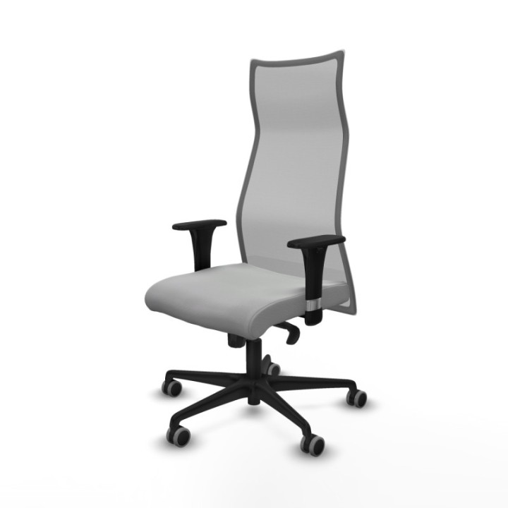 Albacete malla sincro malla gris similpiel gris claro brazos 1D base nailon ruedas 65mm engomadas