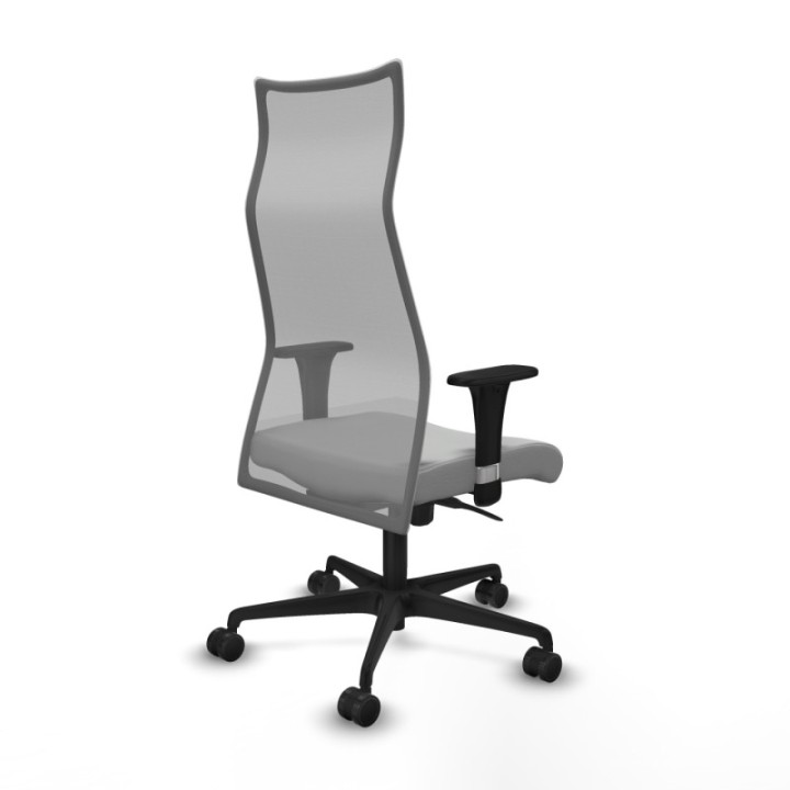 Albacete malla sincro malla gris similpiel gris claro brazos 1D base nailon ruedas 65 mm nailon