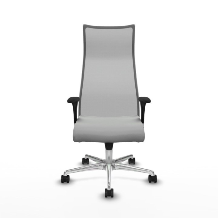 Albacete malla sincro malla gris similpiel gris claro brazos 1D base aluminio ruedas 65 mm nailon