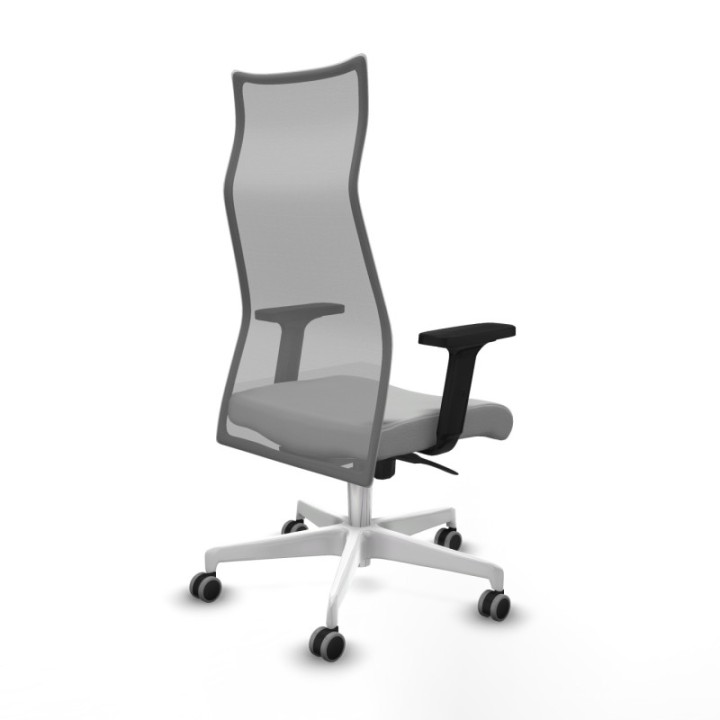 Albacete malla sincro malla gris similpiel gris claro brazos 2D base blanca ruedas 65mm engomadas