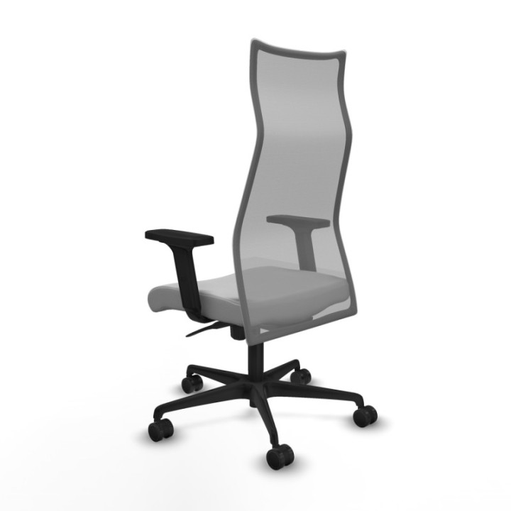 Albacete malla sincro malla gris similpiel gris claro brazos 2D base nailon ruedas 65 mm nailon