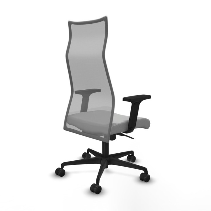 Albacete malla sincro malla gris similpiel gris claro brazos 2D base nailon ruedas 65 mm nailon