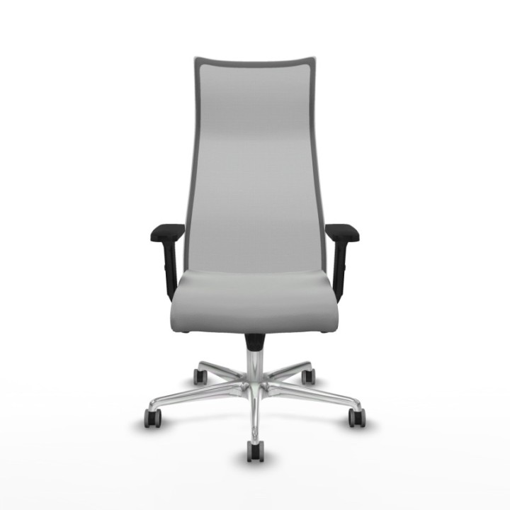 Albacete malla sincro malla gris similpiel gris claro brazos 2D base aluminio ruedas 65mm engomadas