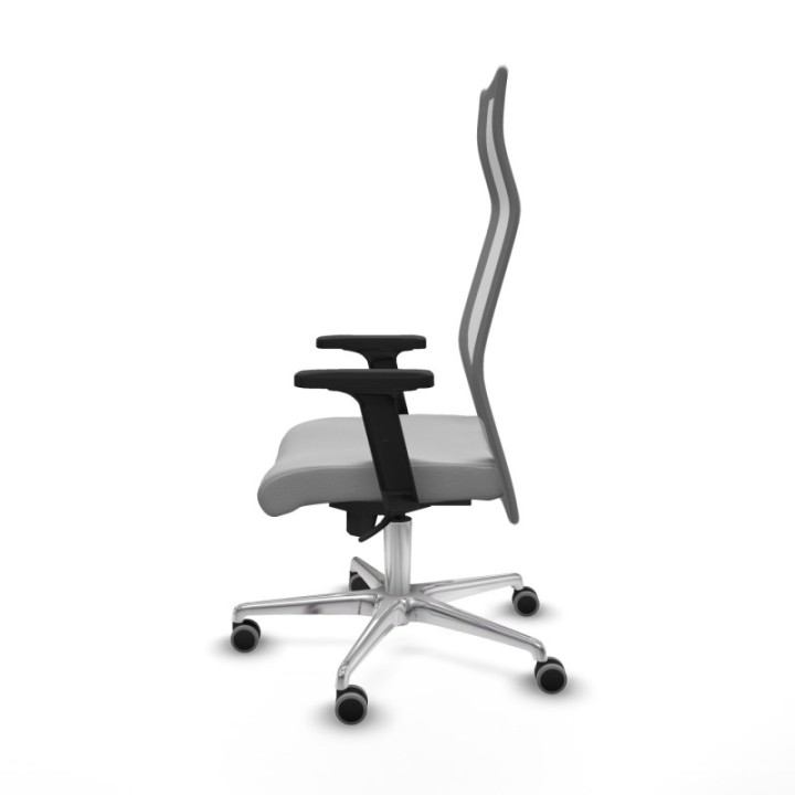 Albacete malla sincro malla gris similpiel gris claro brazos 2D base aluminio ruedas 65mm engomadas