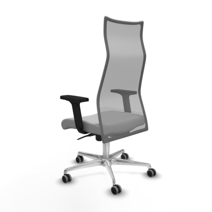 Albacete malla sincro malla gris similpiel gris claro brazos 2D base aluminio ruedas 65mm engomadas