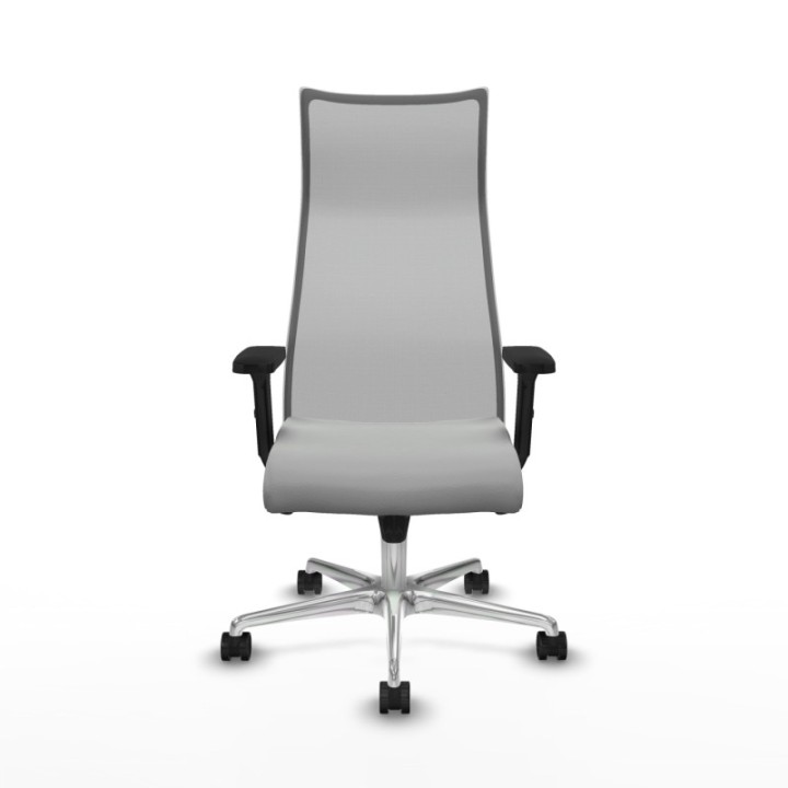 Albacete malla sincro malla gris similpiel gris claro brazos 2D base aluminio ruedas 65 mm nailon