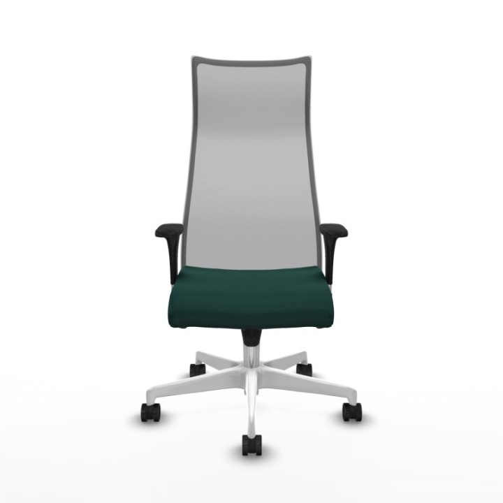 Albacete malla sincro malla gris similpiel verde botella brazos 1D base blanca ruedas 65 mm nailon