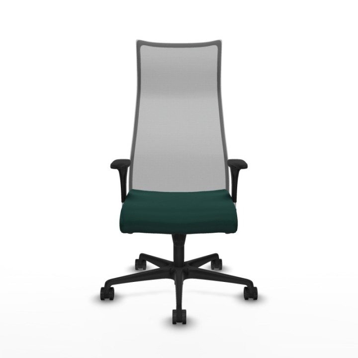 Albacete malla sincro malla gris similpiel verde botella brazos 1D base nailon ruedas 65 mm nailon