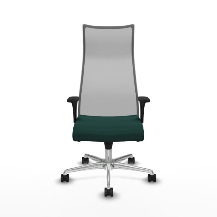 Albacete malla sincro malla gris similpiel verde botella brazos 1D base aluminio ruedas 65 mm nailon