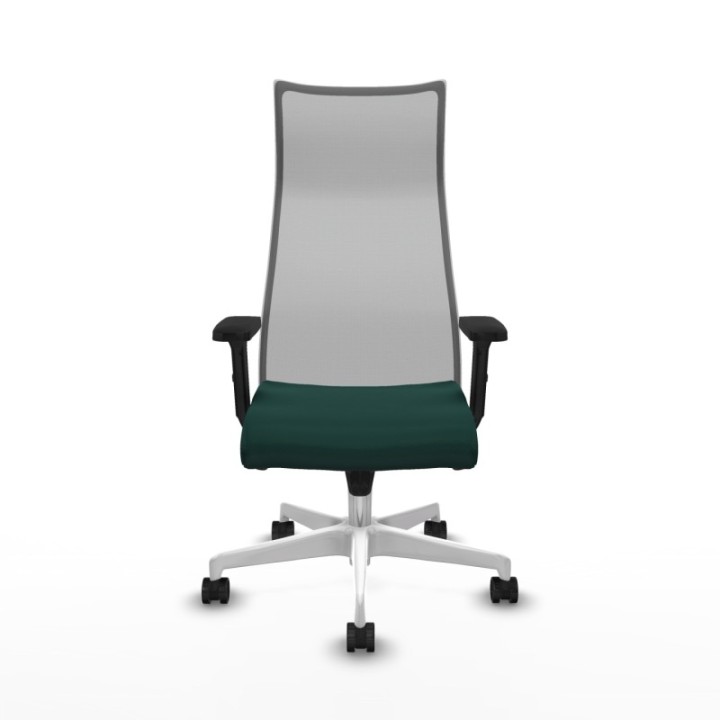 Albacete malla sincro malla gris similpiel verde botella brazos 2D base blanca ruedas 65 mm nailon