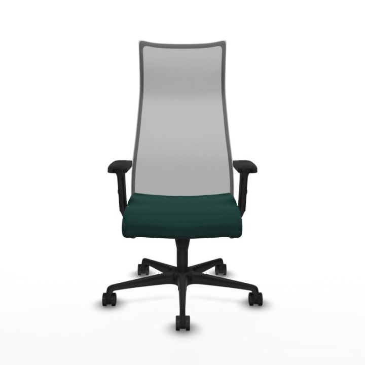 Albacete malla sincro malla gris similpiel verde botella brazos 2D base nailon ruedas 65 mm nailon