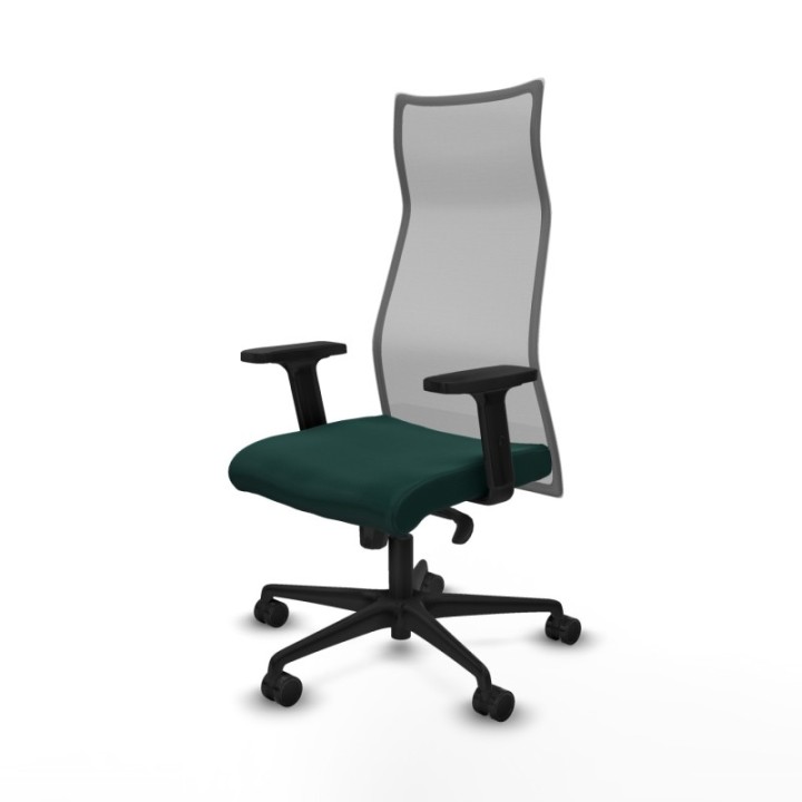 Albacete malla sincro malla gris similpiel verde botella brazos 2D base nailon ruedas 65 mm nailon