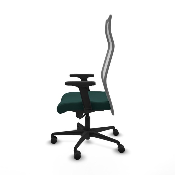 Albacete malla sincro malla gris similpiel verde botella brazos 2D base nailon ruedas 65 mm nailon