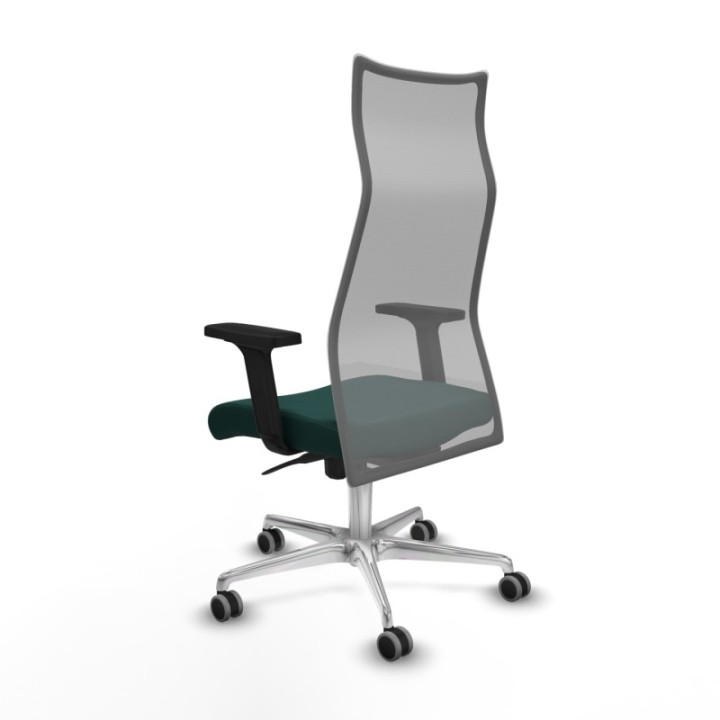 Albacete malla sincro malla gris similpiel verde botella brazos 2D base aluminio ruedas 65mm engomadas