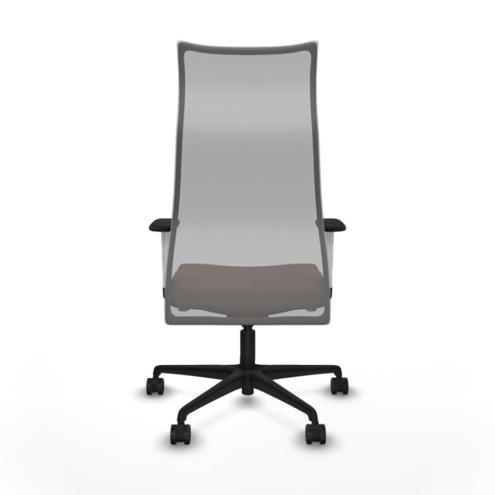 Albacete malla sincro malla gris similpiel marrón oscuro brazos blancos base nailon ruedas 65 mm nailon