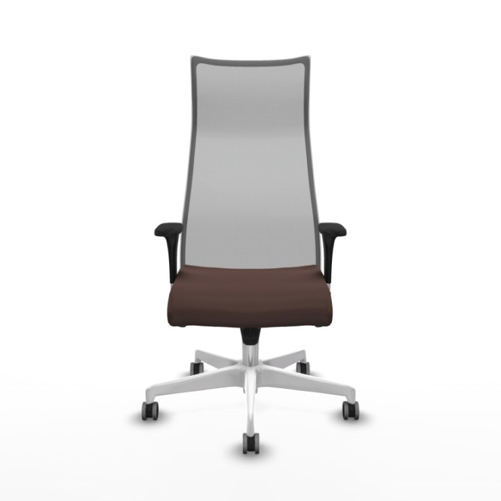 Albacete malla sincro malla gris similpiel marrón oscuro brazos 1D base blanca ruedas 65mm engomadas