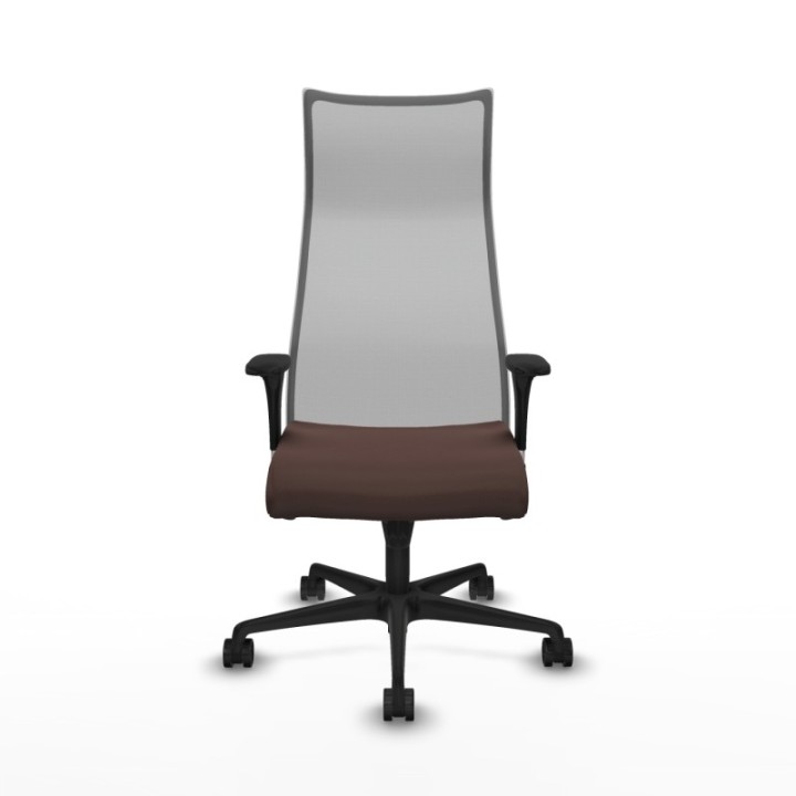 Albacete malla sincro malla gris similpiel marrón oscuro brazos 1D base nailon ruedas 65 mm nailon