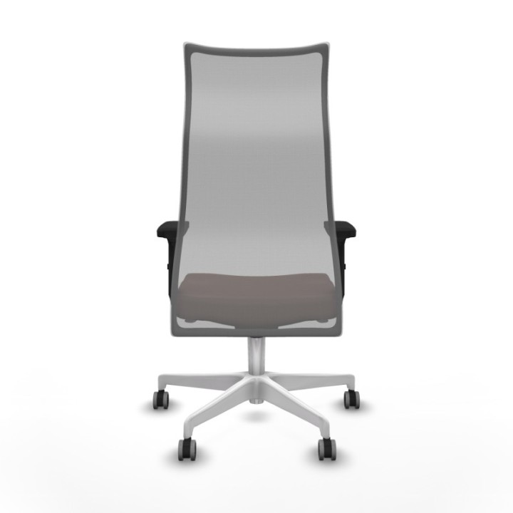 Albacete malla sincro malla gris similpiel marrón oscuro brazos 2D base blanca ruedas 65mm engomadas