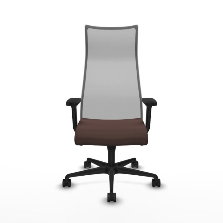 Albacete malla sincro malla gris similpiel marrón oscuro brazos 2D base nailon ruedas 65 mm nailon