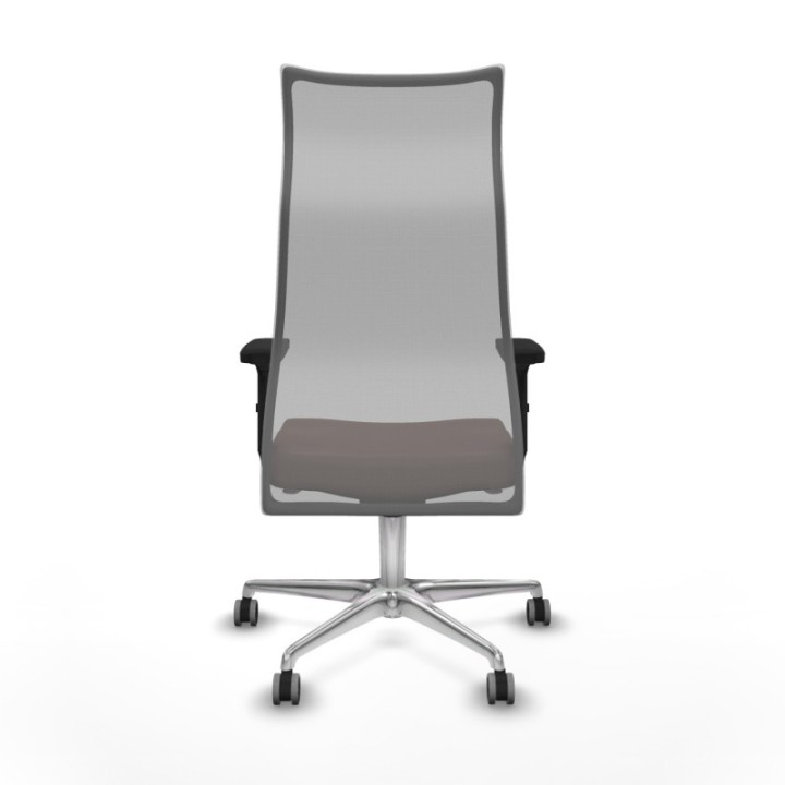 Albacete malla sincro malla gris similpiel marrón oscuro brazos 2D base aluminio ruedas 65mm engomadas