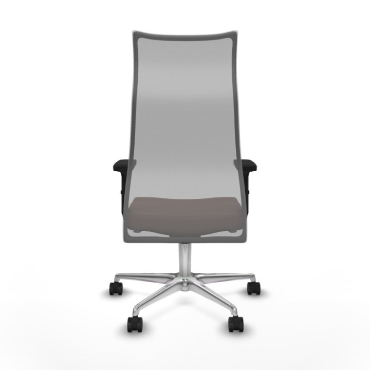 Albacete malla sincro malla gris similpiel marrón oscuro brazos 2D base aluminio ruedas 65 mm nailon