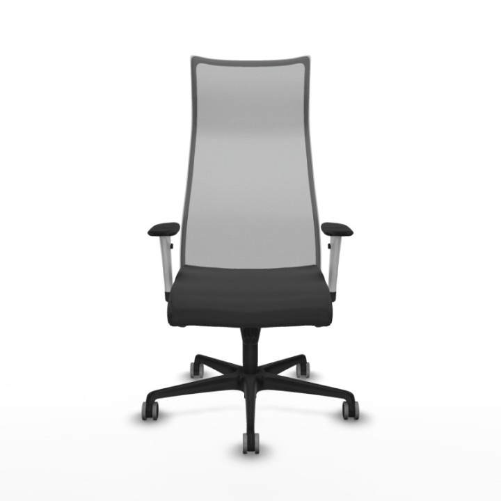 Albacete malla sincro malla gris similpiel gris oscuro brazos blancos base nailon ruedas 65mm engomadas