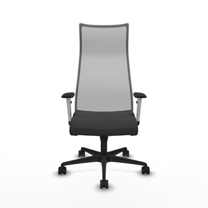 Albacete malla sincro malla gris similpiel gris oscuro brazos blancos base nailon ruedas 65 mm nailon