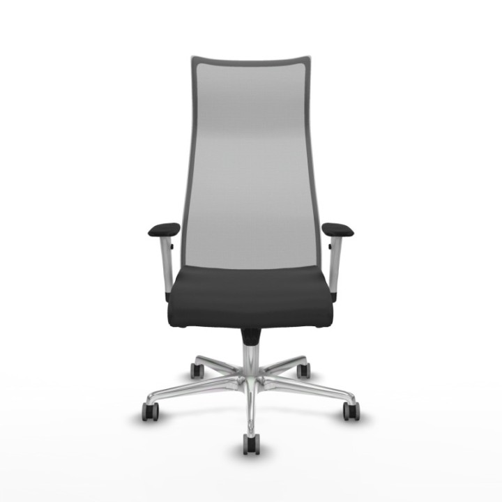 Albacete malla sincro malla gris similpiel gris oscuro brazos blancos base aluminio ruedas 65mm engomadas