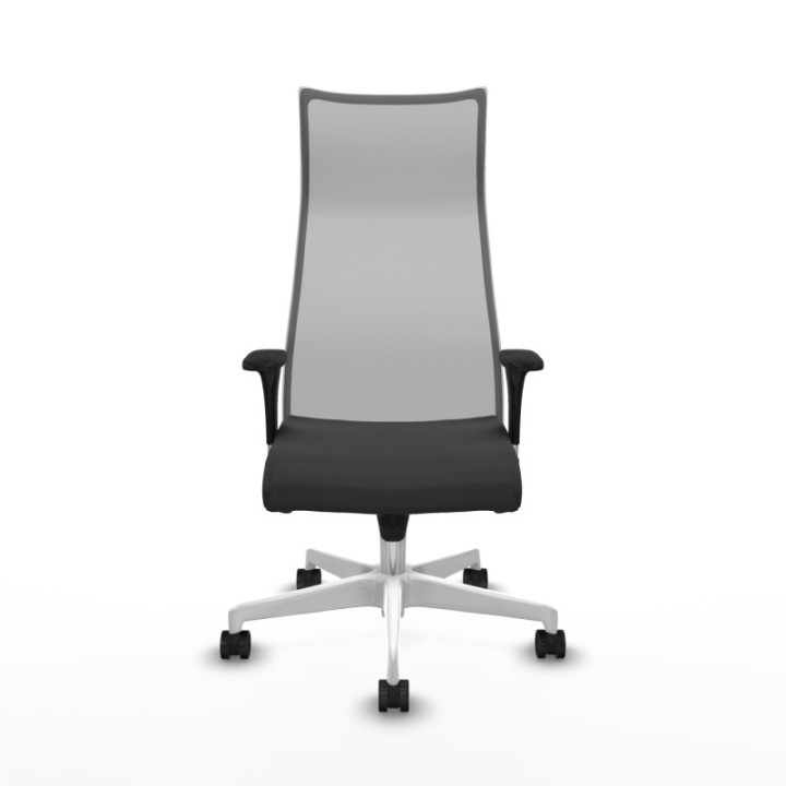 Albacete malla sincro malla gris similpiel gris oscuro brazos 1D base blanca ruedas 65 mm nailon