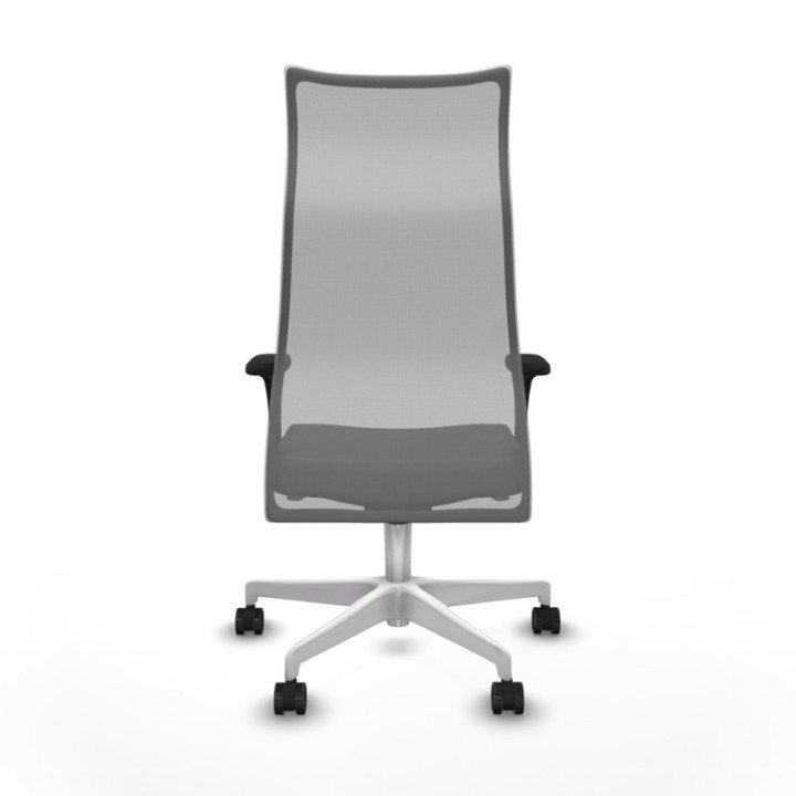 Albacete malla sincro malla gris similpiel gris oscuro brazos 1D base blanca ruedas 65 mm nailon