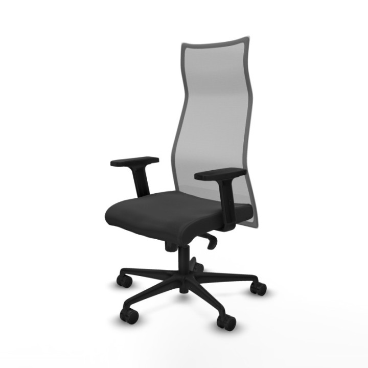 Albacete malla sincro malla gris similpiel gris oscuro brazos 2D base nailon ruedas 65 mm nailon