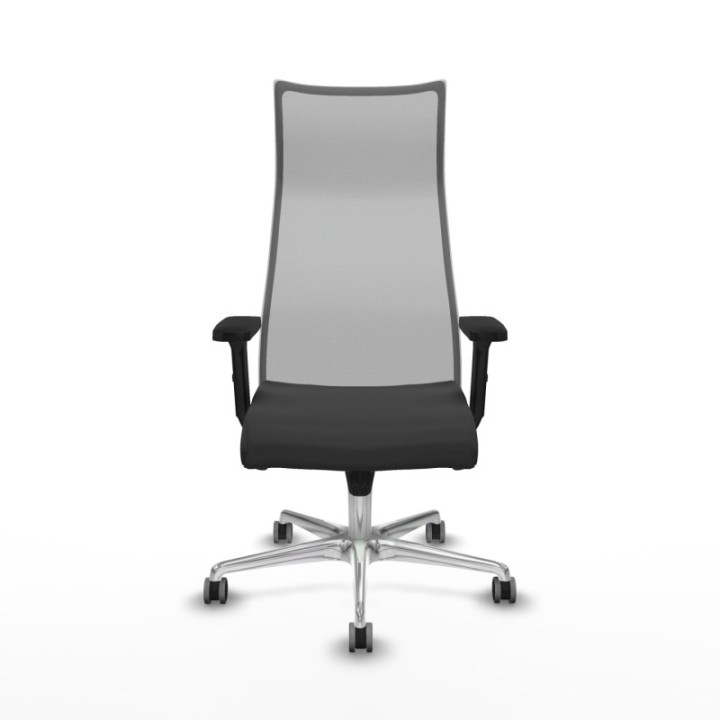 Albacete malla sincro malla gris similpiel gris oscuro brazos 2D base aluminio ruedas 65mm engomadas