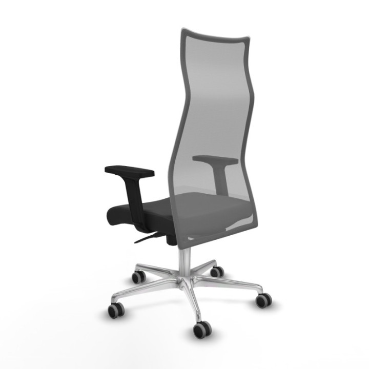 Albacete malla sincro malla gris similpiel gris oscuro brazos 2D base aluminio ruedas 65mm engomadas