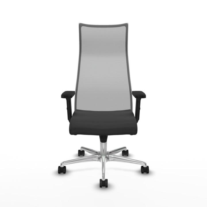 Albacete malla sincro malla gris similpiel gris oscuro brazos 2D base aluminio ruedas 65 mm nailon