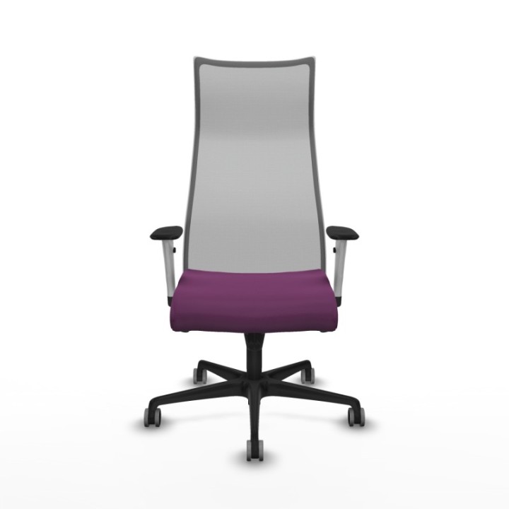 Albacete malla sincro malla gris similpiel morado brazos blancos base nailon ruedas 65mm engomadas