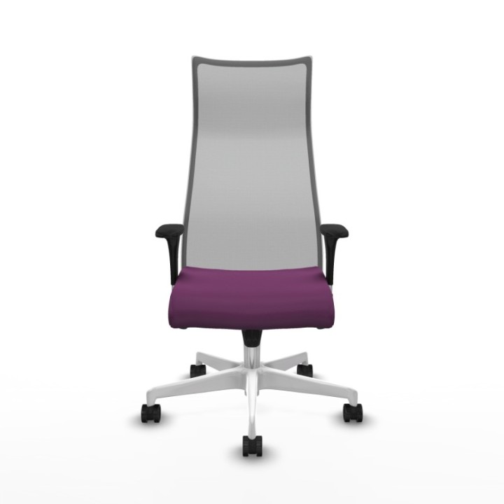 Albacete malla sincro malla gris similpiel morado brazos 1D base blanca ruedas 65 mm nailon