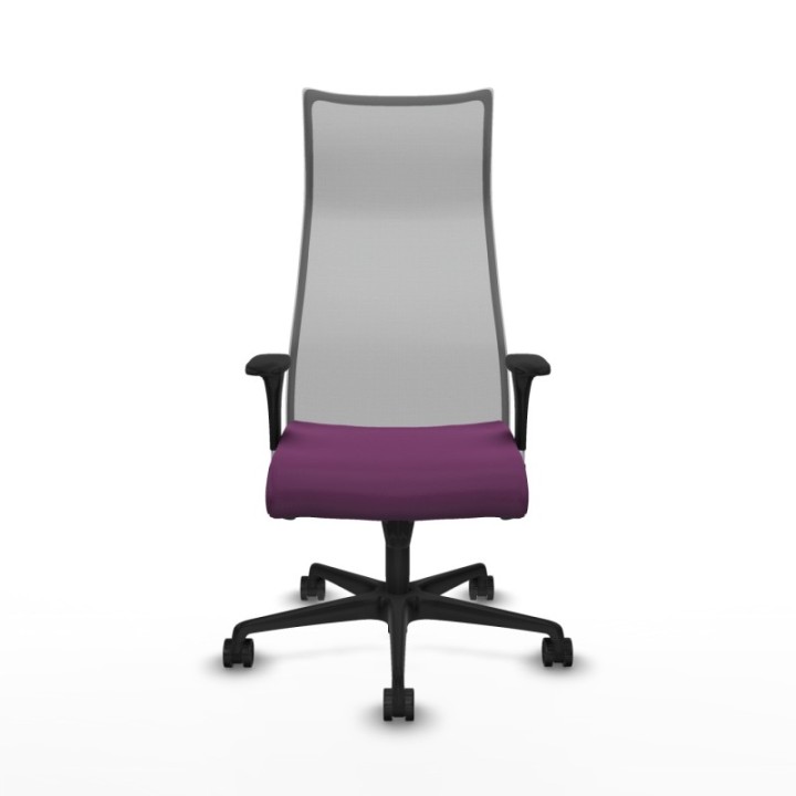 Albacete malla sincro malla gris similpiel morado brazos 1D base nailon ruedas 65 mm nailon