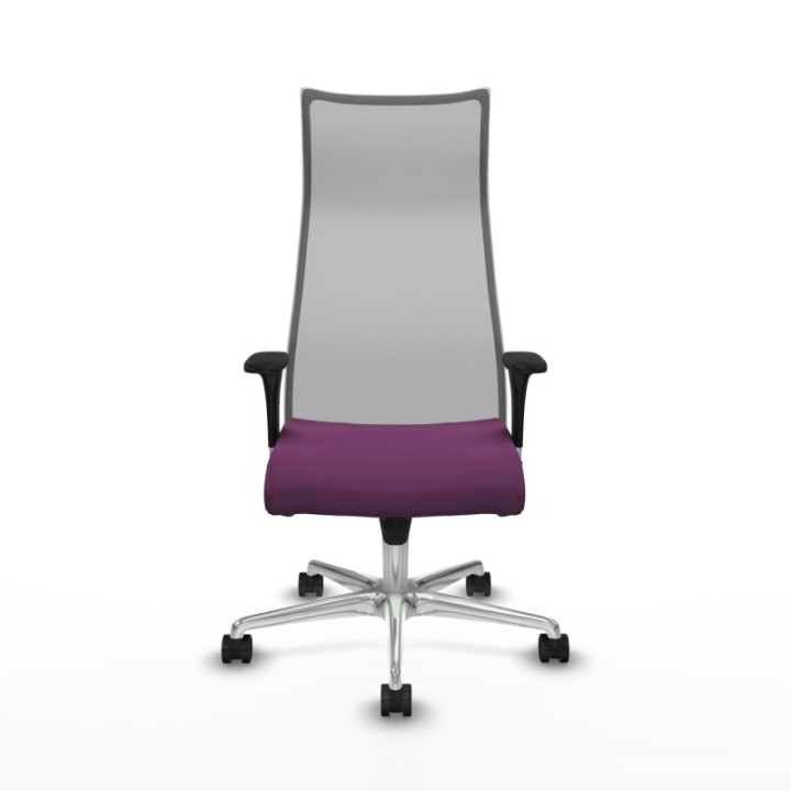 Albacete malla sincro malla gris similpiel morado brazos 1D base aluminio ruedas 65 mm nailon