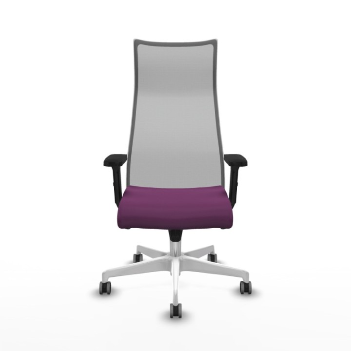 Albacete malla sincro malla gris similpiel morado brazos 2D base blanca ruedas 65mm engomadas