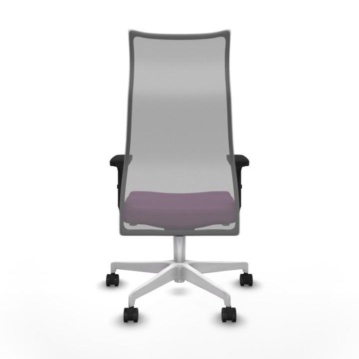 Albacete malla sincro malla gris similpiel morado brazos 2D base blanca ruedas 65 mm nailon