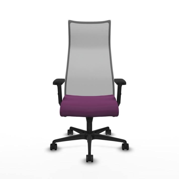 Albacete malla sincro malla gris similpiel morado brazos 2D base nailon ruedas 65 mm nailon