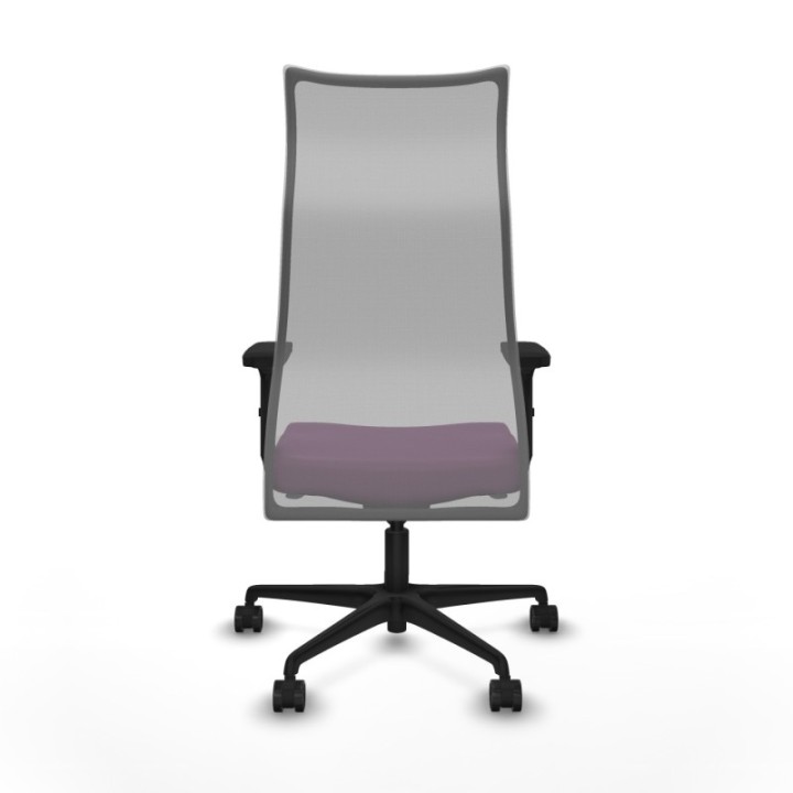 Albacete malla sincro malla gris similpiel morado brazos 2D base nailon ruedas 65 mm nailon