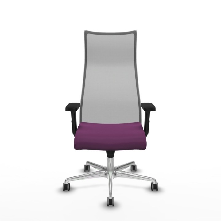 Albacete malla sincro malla gris similpiel morado brazos 2D base aluminio ruedas 65mm engomadas